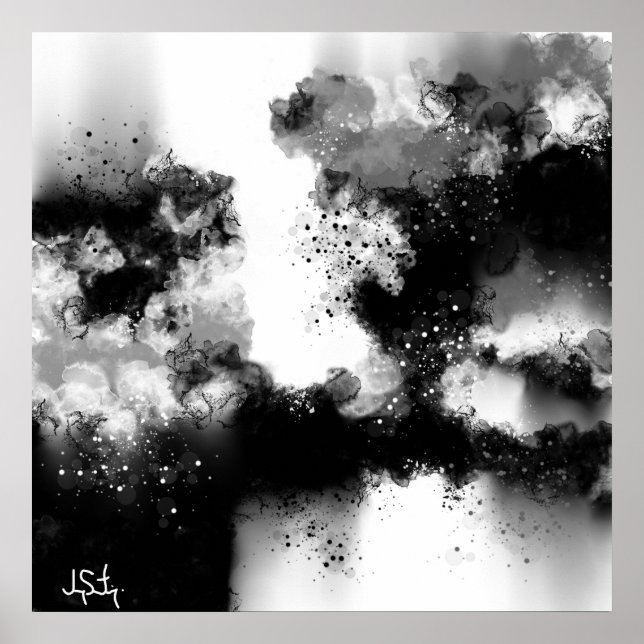 Abstract Modern Black And White Art Print (Front)