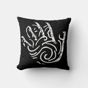 Abstract modern black and white throw pillow