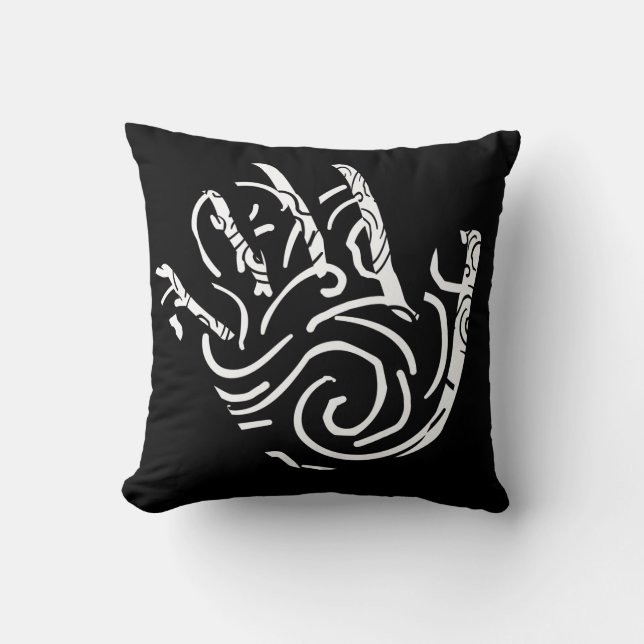 Abstract modern black and white throw pillow (Front)