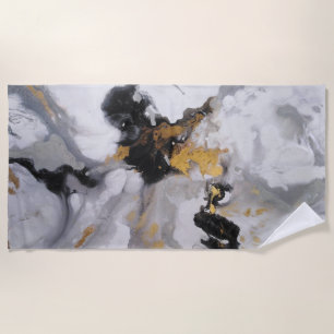 Abstract Modern Black, Gold and Grey   Beach Towel