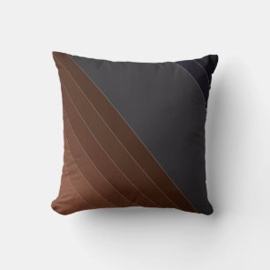 Abstract modern black grey brown silk satin lines throw pillow
