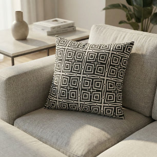 Abstract Modern Black & White Geometric Pattern Fabric