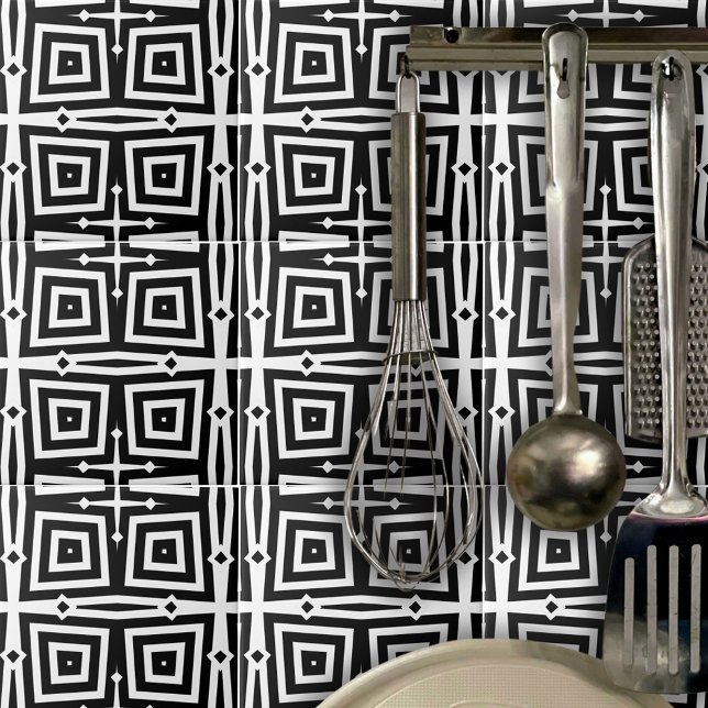 Abstract Modern Black & White Geometric Pattern Tile (Creator Uploaded)