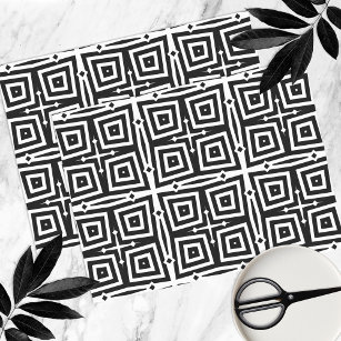 Abstract Modern Black & White Geometric Pattern Tissue Paper