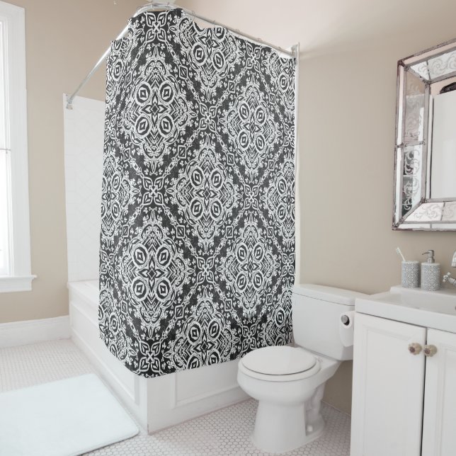 Abstract modern black white ornament decor mosaic (In Situ)