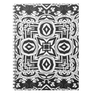 Abstract modern black white ornament decor mosaic notebook