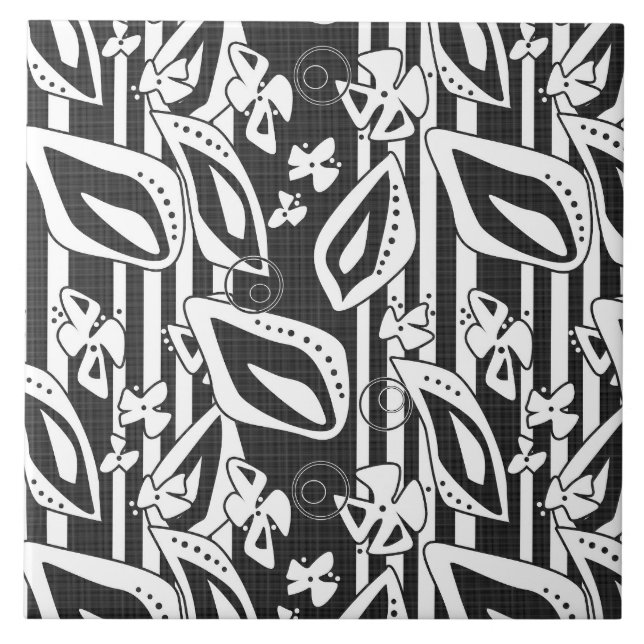 Abstract modern black white ornament decor mosaic tile (Front)