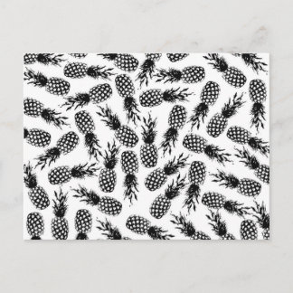 Abstract modern black white pineapple pattern postcard