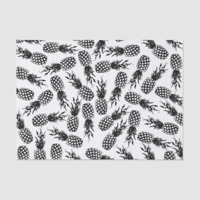 Abstract modern black white pineapple pattern tissue paper (Front)