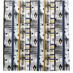 Abstract modern black white yellow ornament geo