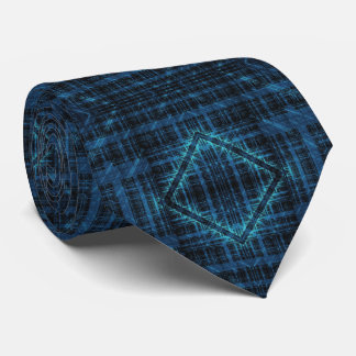 Abstract Modern Blue Hi-tech Fractal Art Tie