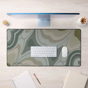 Abstract Modern Blue Trendy Name Cool Desk Mat