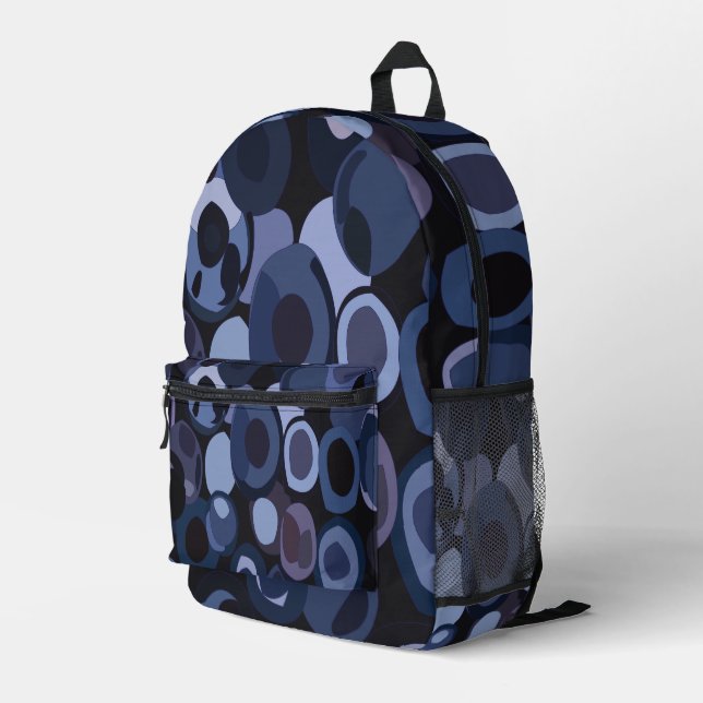 Abstract Modern Blueberry  Printed Backpack (Back Corner Right)