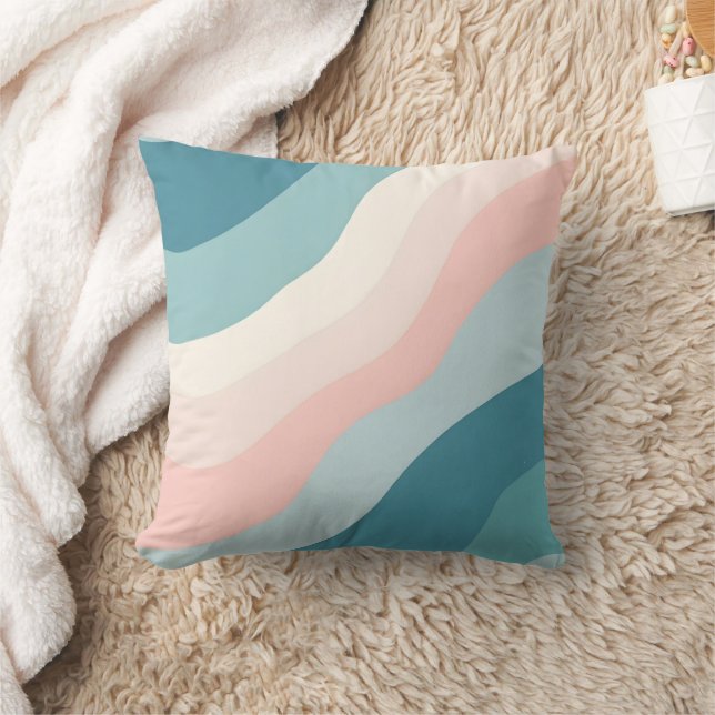 Abstract Modern Blush Pink Mint Collection Throw Pillow (Blanket)