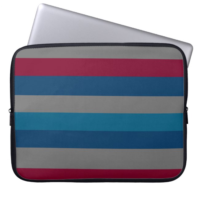 Abstract modern bordeaux lines pattern laptop sleeve (Front)