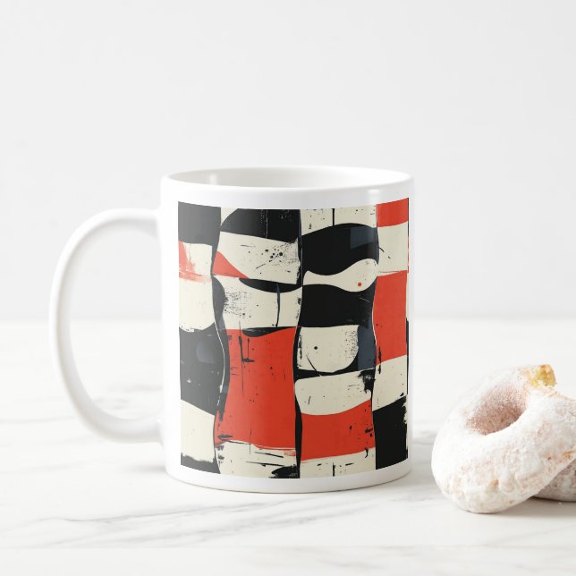 Abstract Modern Chequerboard Mug (With Donut)