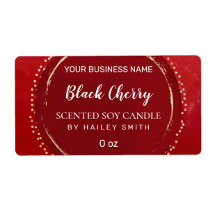 Abstract Modern Cherry Red Soy Candle Labels