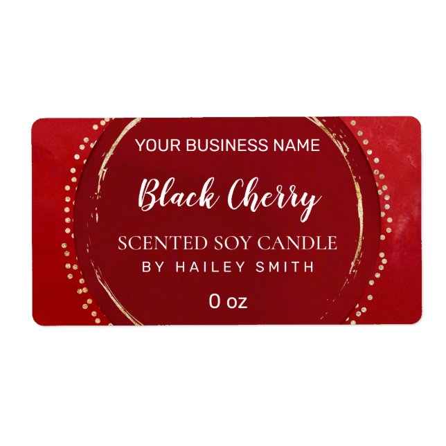 Abstract Modern Cherry Red Soy Candle Labels (Front)
