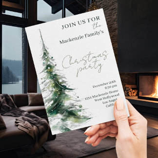  Abstract Modern Christmas Tree Party Invitation