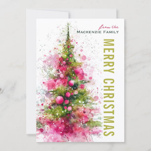 Abstract Modern Christmas Tree Photo Personalized Holiday Card