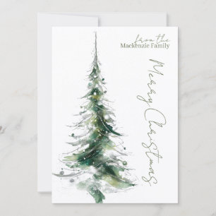 Abstract Modern Christmas Tree Photo Personalized Holiday Card