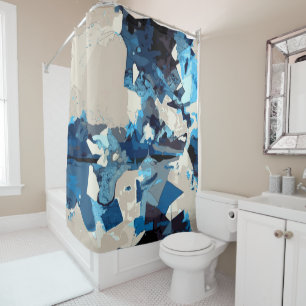Abstract, modern, collage, navy blue, teal, beige