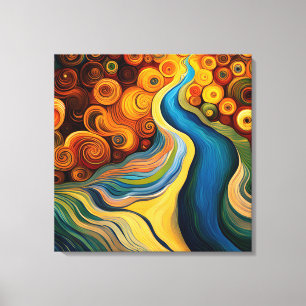 Abstract Modern Colour Swirls River  Canvas Print