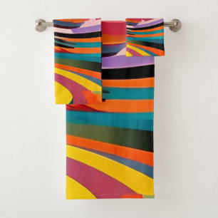 Abstract Modern Colourful Bright Pattern Bold Urba Bath Towel Set