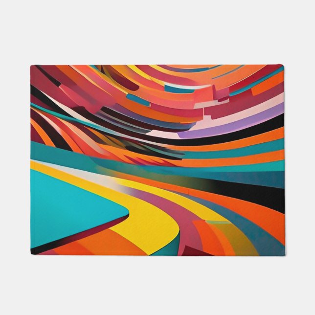 Abstract Modern Colourful Bright Pattern Bold Urba Doormat (Front)