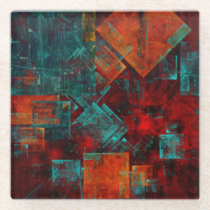 Abstract Modern Colourful Cool Artistic Pattern Glass Coaster