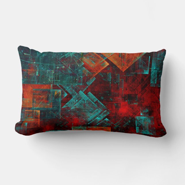 Abstract Modern Colourful Cool Artistic Pattern Lumbar Pillow (Front)