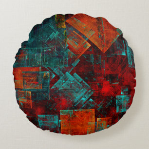 Abstract Modern Colourful Cool Artistic Pattern Round Pillow