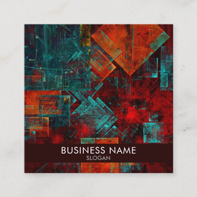 Abstract Modern Colourful Cool Artistic Pattern Square Business Card (Front)