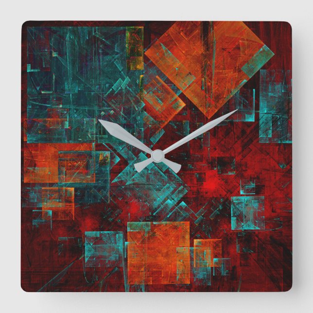 Abstract Modern Colourful Cool Artistic Pattern Square Wall Clock (Front)
