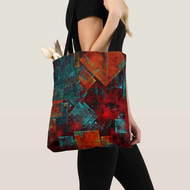 Abstract Modern Colourful Cool Artistic Pattern Tote Bag (Close Up)