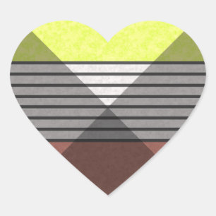 Abstract modern colours brown yellow lemon white heart sticker
