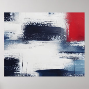 Abstract modern contemporary red blue white poster