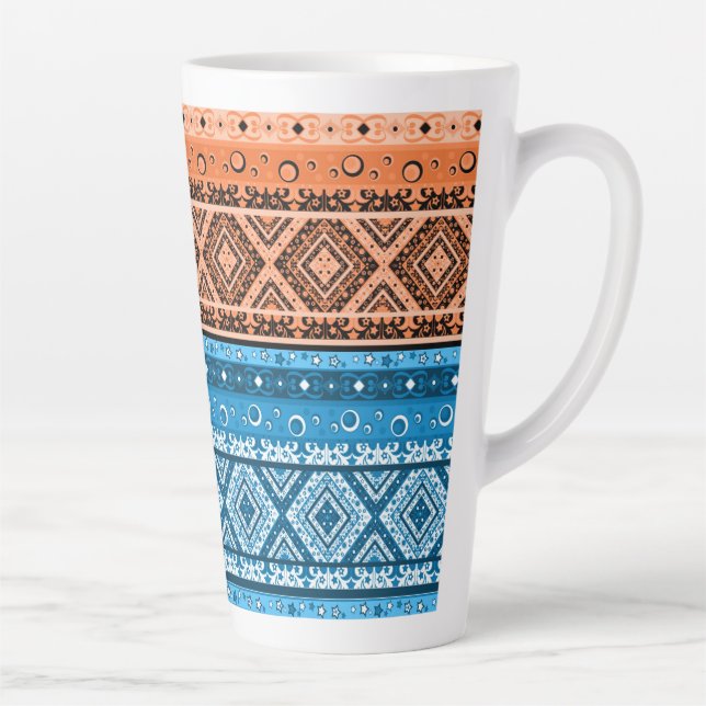 Abstract modern decor ornamental geometrical patch latte mug (Right)