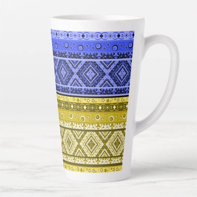 Abstract modern decor ornamental geometrical patch latte mug (Right)