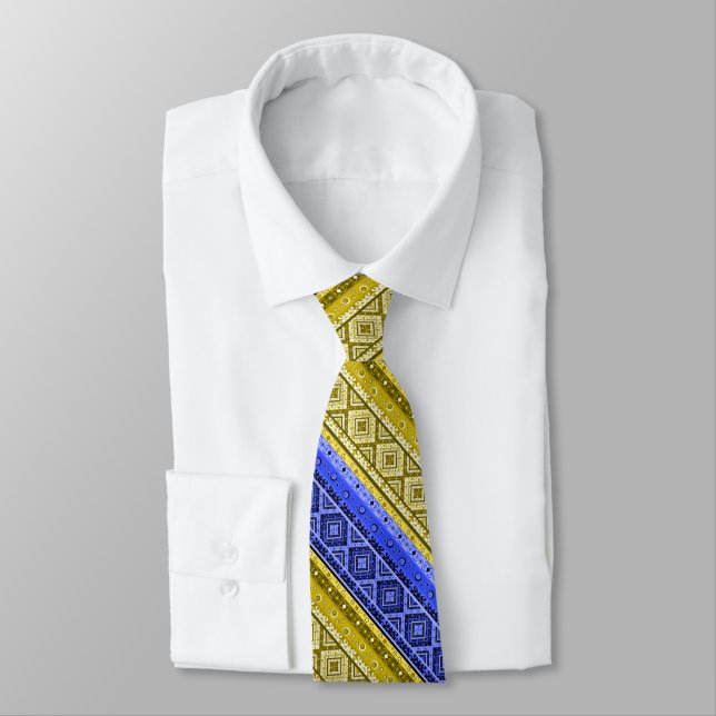 Abstract modern decor ornamental geometrical patch tie (Tied)