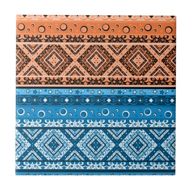 Abstract modern decor ornamental geometrical patch tile (Front)