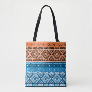 Abstract modern decor ornamental geometrical patch tote bag