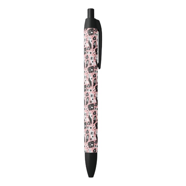 Abstract Modern Eye & Lips Pattern Black Ink Pen (Bottom (Vertical))