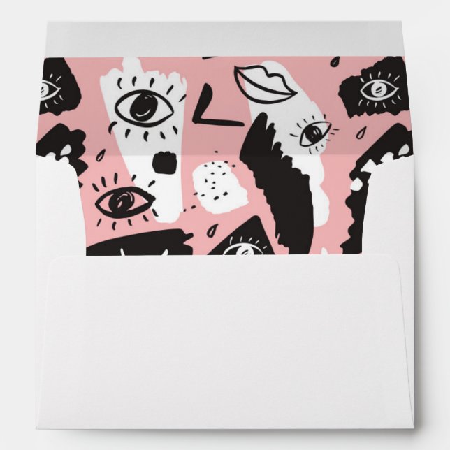Abstract Modern Eye & Lips Pattern Envelope (Back (Bottom))