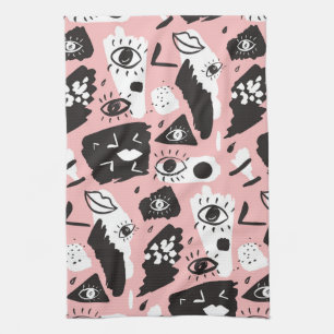 Abstract Modern Eye & Lips Pattern Kitchen Towel