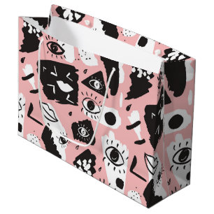 Abstract Modern Eye & Lips Pattern Large Gift Bag