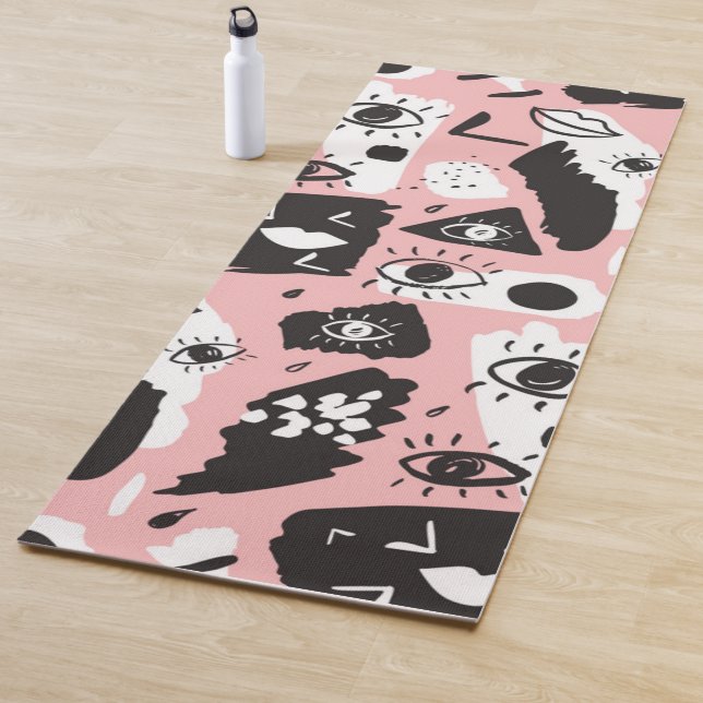 Abstract Modern Eye & Lips Pattern Yoga Mat (In Situ)