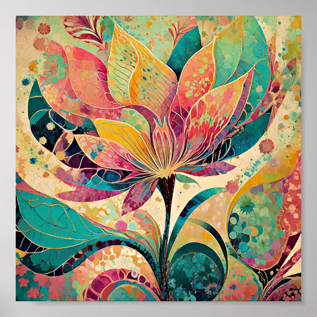 Abstract modern floral art poster (Front)