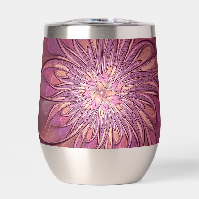 Abstract Modern Floral Fractal Art Berry Colours (Front)