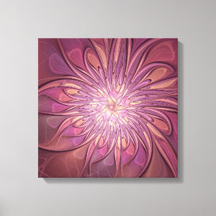 Abstract Modern Floral Fractal Art Berry Colours Canvas Print